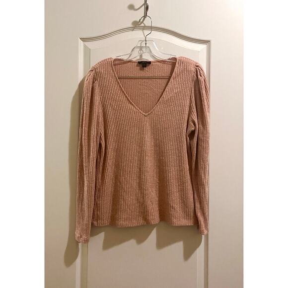 J. Crew Puff Sleeved Soft Ribbed V-Neck Sweater - Picture 3 of 8